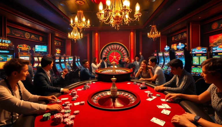 New 88 depicts a lively casino environment with players at a poker table and vibrant slot machines.