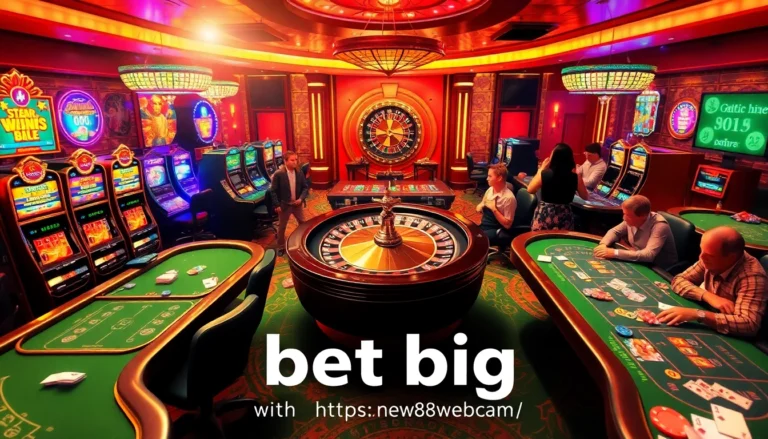Experience thrilling gameplay at https://new88.webcam/ with vibrant casino tables and spinning roulette wheels.